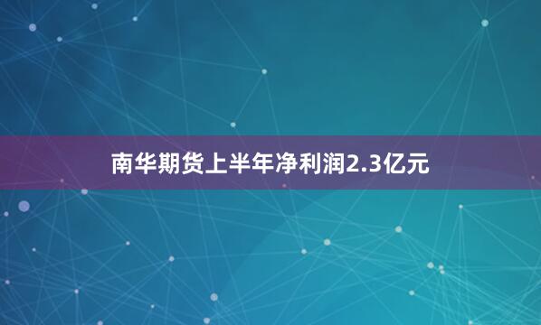 南华期货上半年净利润2.3亿元
